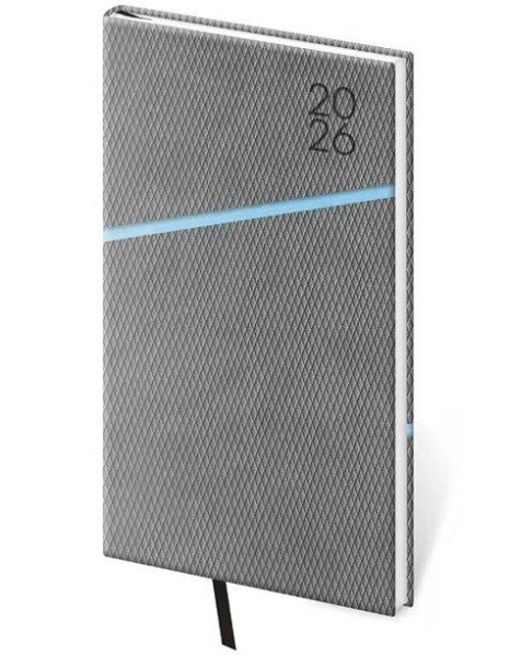 Diář 2026 týdenní kapesní Grife - šedo/modrá