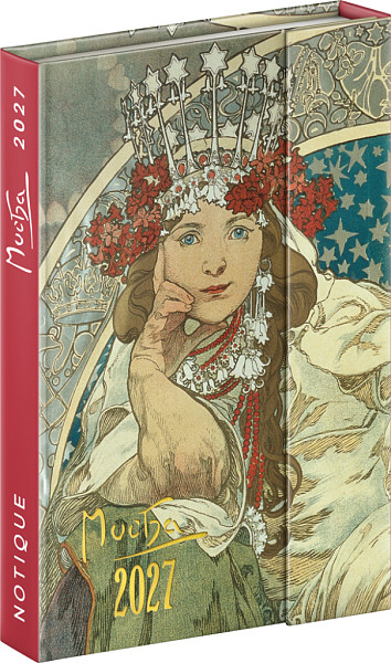 Diář 2027: Alfons Mucha - týdenní, magnetický, 11 x 16 cm