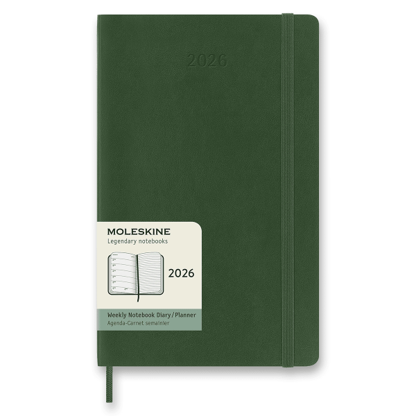 Diář Moleskine 2026 - měkké desky, L, týdenní, tmavě zelený