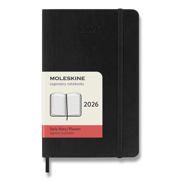 Diář Moleskine 2026 - měkké desky, S, denní, černý