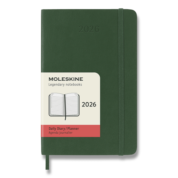 Diář Moleskine 2026 - měkké desky, S, denní, tmavě zelený