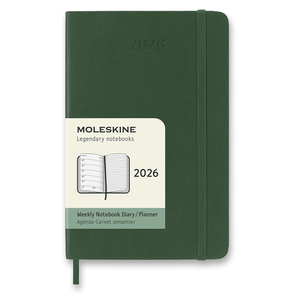 Diář Moleskine 2026 - měkké desky, S, týdenní, tmavě zelený