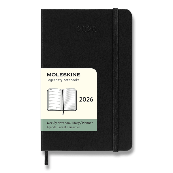 Diář Moleskine 2026 - tvrdé desky, S, týdenní, černý
