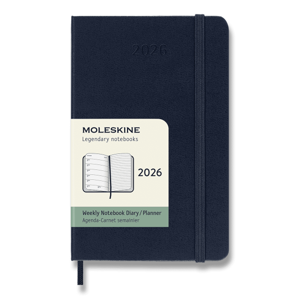 Diář Moleskine 2026 - tvrdé desky, S, týdenní, modrý