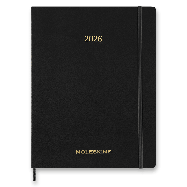 Diář Moleskine Essential 2026 - měkké desky, XXL, týdenní, vertikální, černý