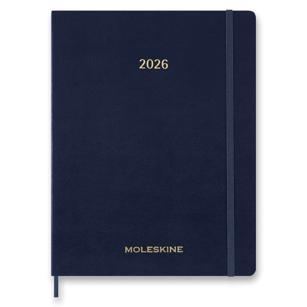 Diář Moleskine Essential 2026 - měkké desky, XXL, týdenní, vertikální, modrý
