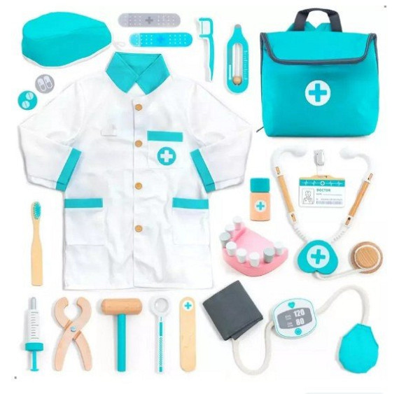 Dřevěná doktorská sada standart tyrkysová
