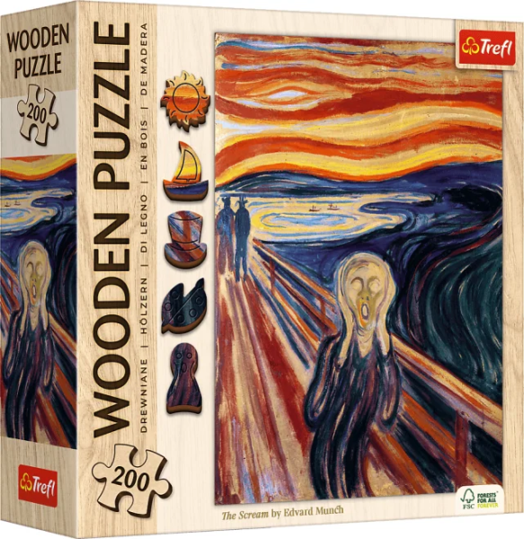 Dřevěné puzzle Art: Edvard Munch - Výkřik 200 dílků