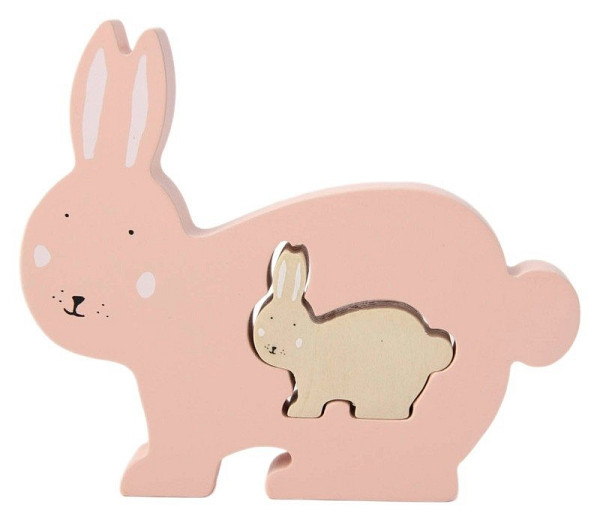 Dřevěné puzzle pro děti paní králíková