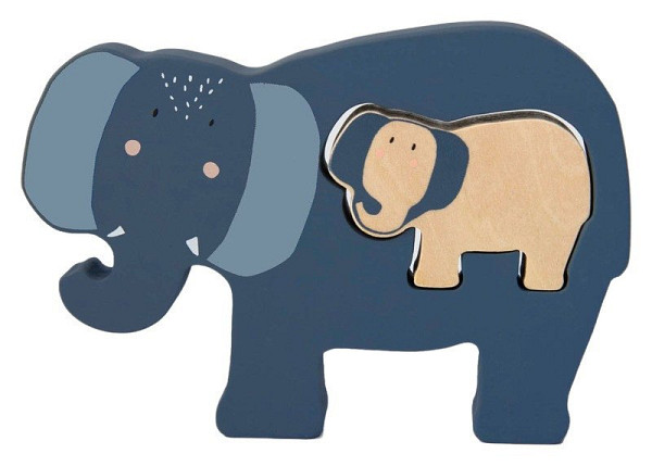 Dřevěné puzzle pro děti paní slonice