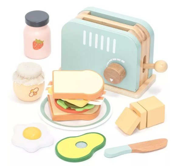 Dřevěný toustovač s doplňky