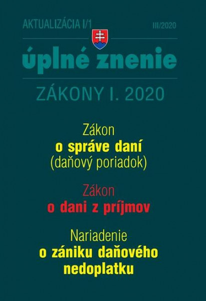 E-kniha Aktualizácia I/1 2020 - Daňový poriadok, ZDP, Nariadenie o zániku daňového nedoplatku