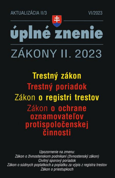 E-kniha Aktualizácia II/3 - Trestný zákon a Trestný poriadok