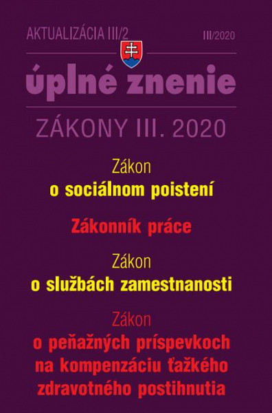E-kniha Aktualizácia III/2 2020 -  Sociálne poistenie, Zákonník práce, Služby zamestnanosti