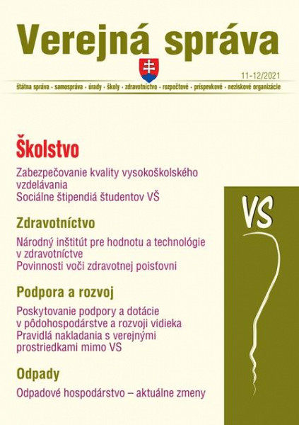 E-kniha Verejná správa č. 11-12 / 2021 - Školstvo, odpady, zdravotníctvo