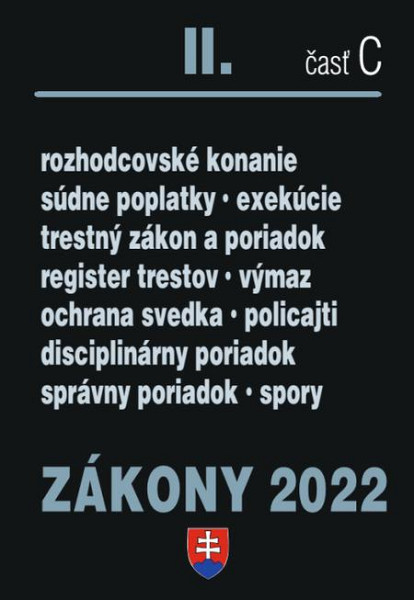 E-kniha Zákony 2022 II/C - Trestné právo, Exekučný poriadok, Správne právo