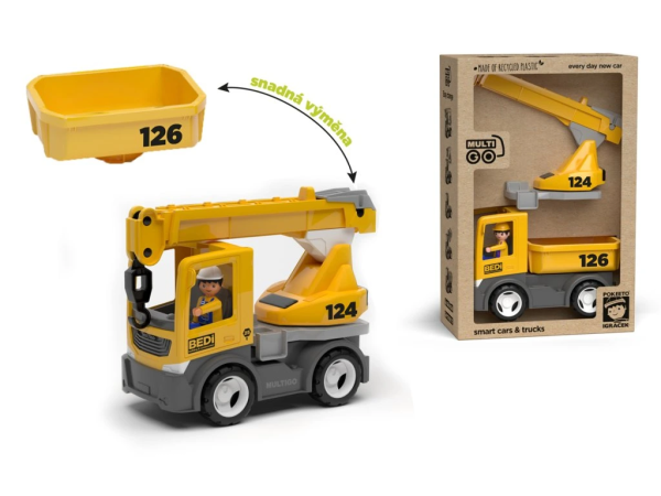 ECO MultiGO Build 2+1 - Igráček stavbař, auto, jeřáb, valník