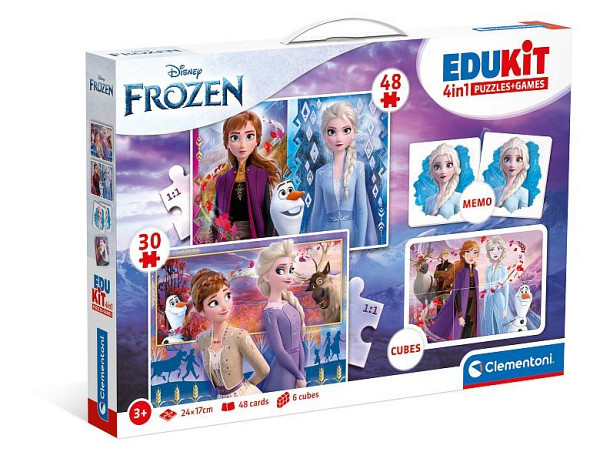 Edukit Frozen 4v1 (pexeso, 48 + 30 puzzle, 6 kostek)