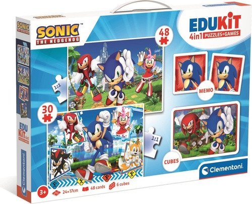 Edukit Sonic 4v1 (pexeso, 48 + 30 puzzle, 6 kostek)