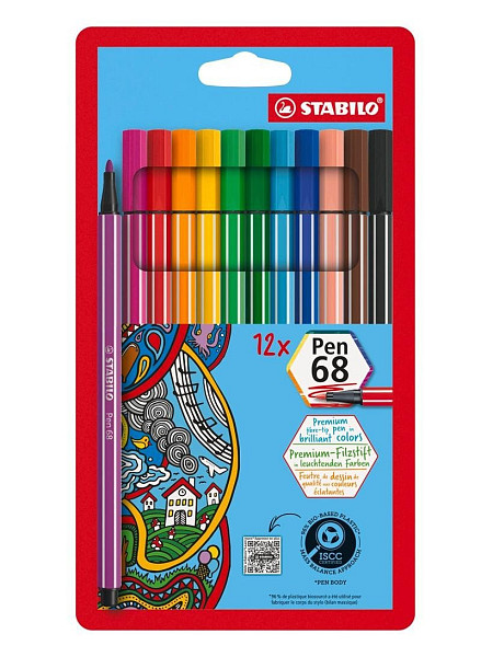 Fixa STABILO Pen 68 sada 12 ks v kartonovém pouzdru
