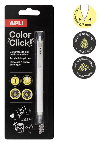 Gelový roller Color Click balený v blisteru, 1ks - bílý