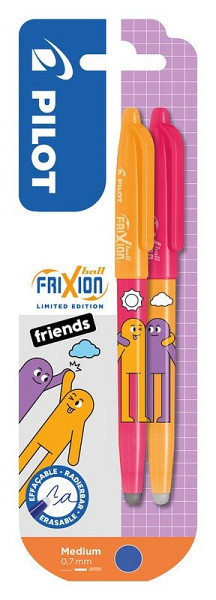 Gumovací roller FriXion Ball 07, Friends Ltd., R., BL, 2ks, růžová/m.oranžová, FRIENDS