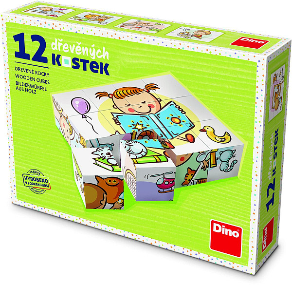 Hezký Den - Dřevěné kostky 12 ks