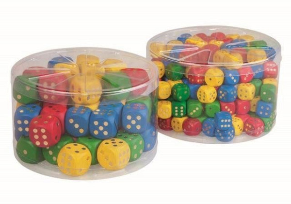 Hrací kostky barevné dřevo - společenská hra/34 Ks