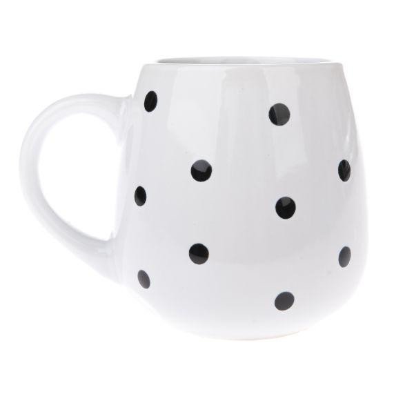 Hrnek keramický bílý s černými puntíky 520 ml