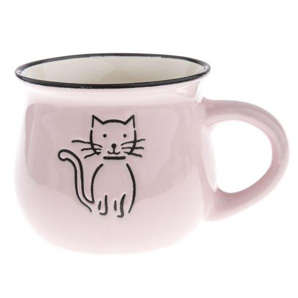 Hrnek keramický kočka růžová 360 ml