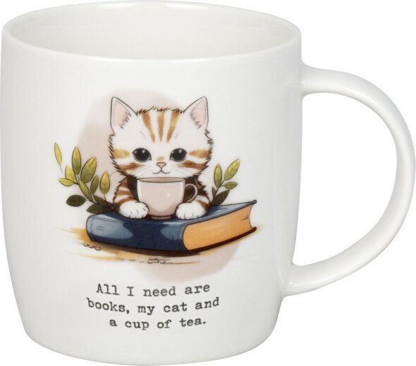 Hrnek - Kočka s knihou a čajem