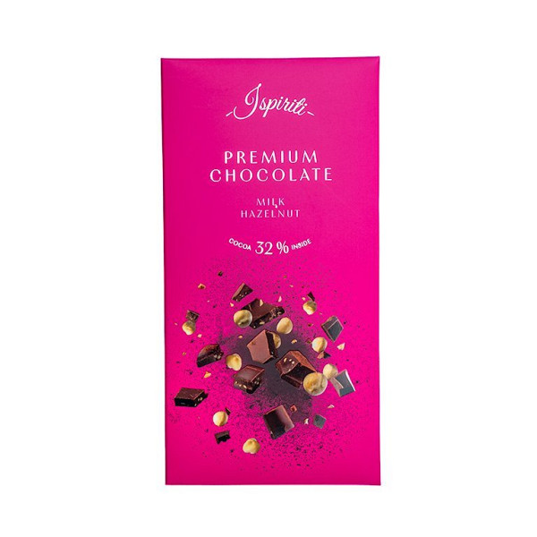 ISPIRITI Mléčná čokoláda 32% s kousky lískových oříšků 80g