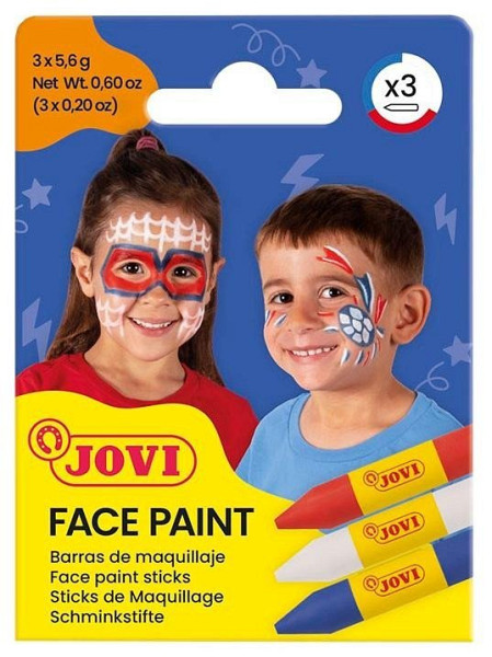 JOVI obličejové tužky 3x5,6g - bílá, červená a modrá