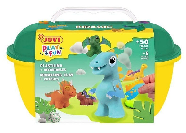 JOVI PLAY&FUN plastelína, kufřík 50ks - Jurassic