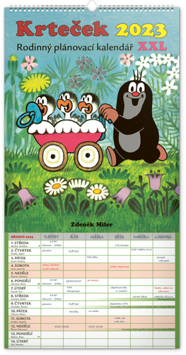 Kalendář 2023 nástěnný: Rodinný plánovací Krteček XXL, 33 × 64 cm