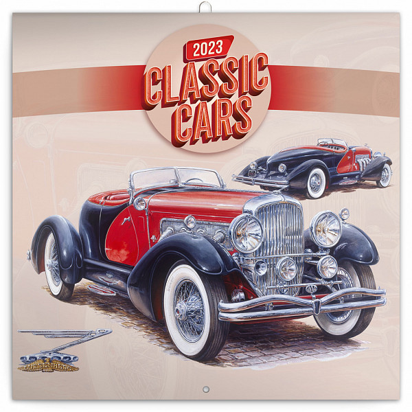 Poznámkový kalendář Classic Cars – Václav Zapadlík, 2023, 30 × 30 cm