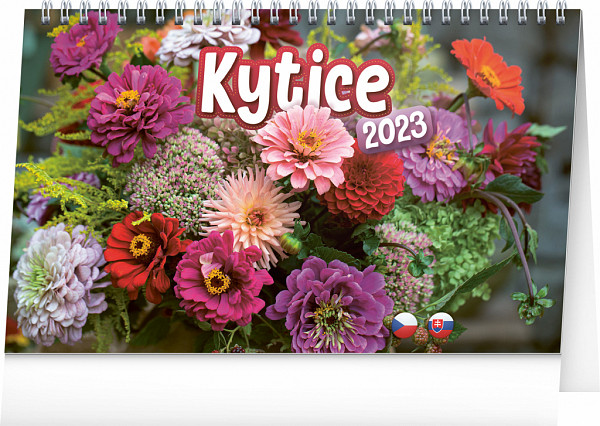 Kalendář 2023 stolní: Kytice CZ/SK, 23,1 × 14,5 cm
