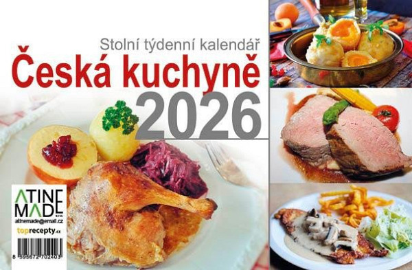 Kalendář 2026 Česká kuchyně, stolní, týdenní, 15 x 22,5 cm