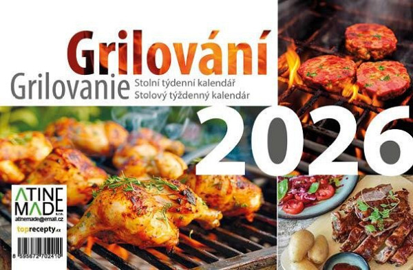 Kalendář 2026 Grilování, stolní, týdenní, 15 x 22,5 cm
