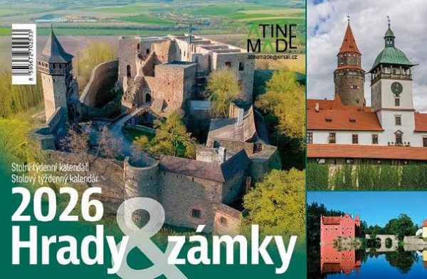 Kalendář 2026 Hrady a zámky, stolní, týdenní, 15 x 22,5 cm