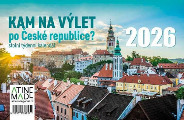 Kalendář 2026 Kam na výlet po České republice, stolní, týdenní, 15 x 22,5 cm