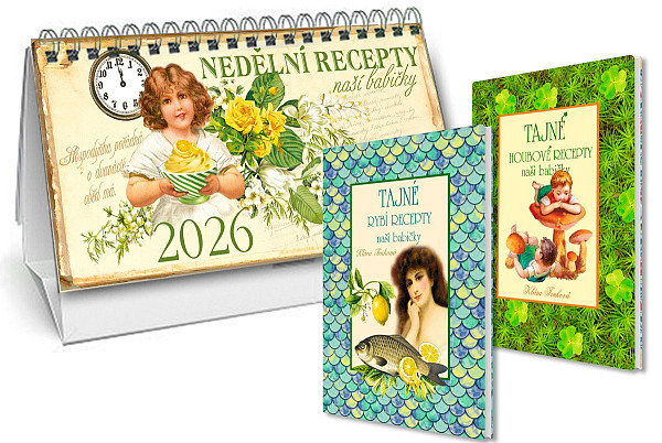 Kalendář 2026 Nedělní menu + Tajné rybí recepty + Tajné houbové recepty