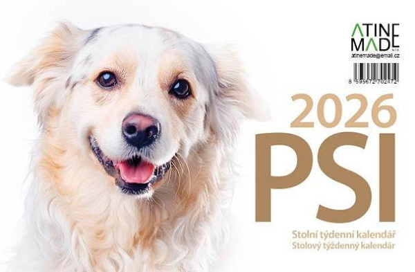 Kalendář 2026 Psi, stolní, týdenní, 15 x 22,5 cm