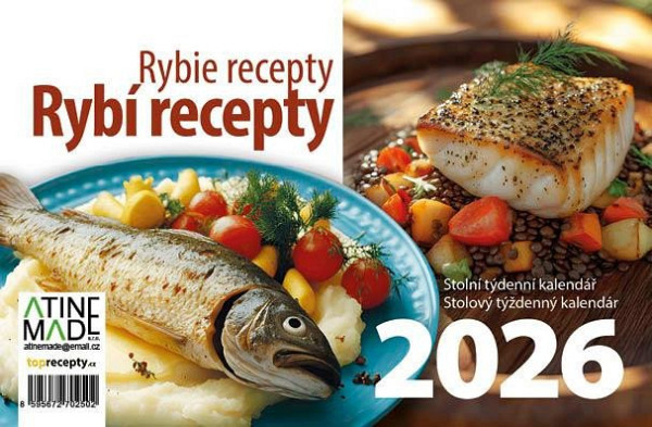 Kalendář 2026 Rybí recepty, stolní, týdenní, 15 x 22,5 cm