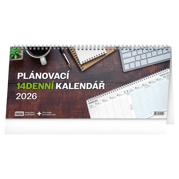 Kalendář 2026 stolní: Pracovní - 14denní, 33 x 14,5 cm