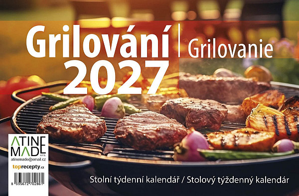Kalendář 2027 Grilování, stolní, týdenní, 14 x 21,4 cm