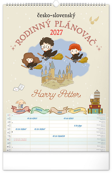Kalendář 2027 nástěnný: Rodinný, plánovací Harry Potter XL, 33 x 46 cm