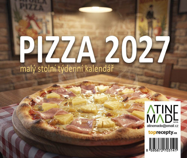 Kalendář 2027 Pizza, malý stolní, týdenní, 13 x 15 cm