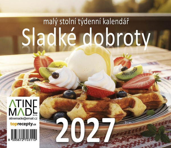 Kalendář 2027 Sladké dobroty, malý stolní, týdenní, 13 x 15 cm