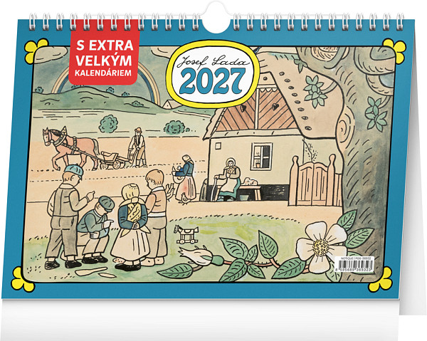 Kalendář 2027 stolní: Josef Lada s extra velkým kalendáriem, 30 x 21 cm